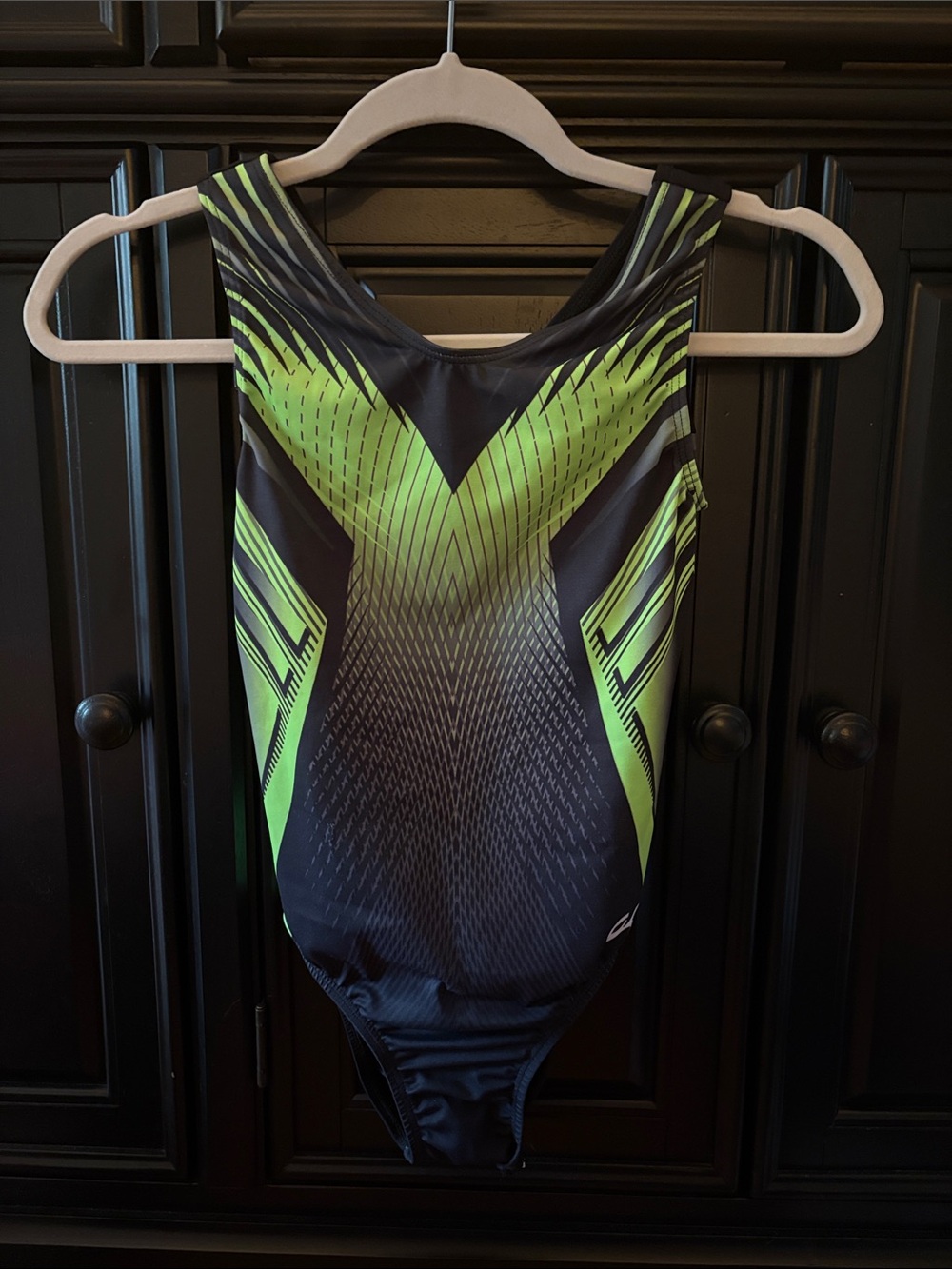 GK Black and Neon Green Girls' One-Piece